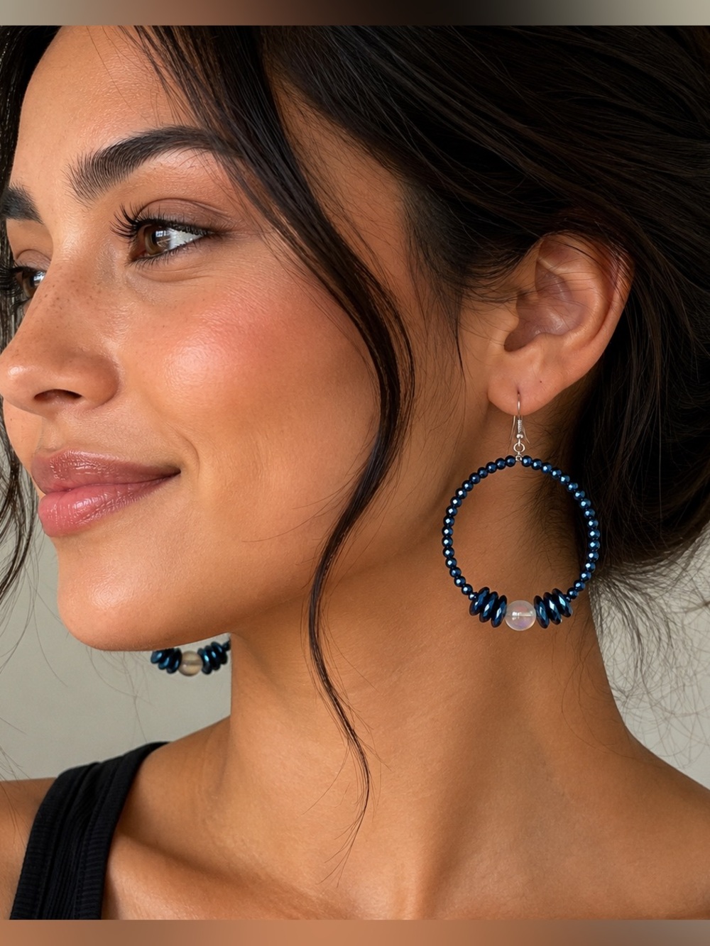 New! Handmade Hematite Gemstone & Moonstone Earrings